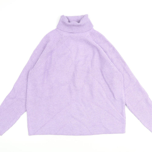 Marks and Spencer Womens Purple Roll Neck Viscose Pullover Jumper Size M