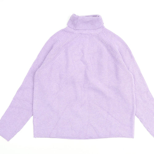 Marks and Spencer Womens Purple Roll Neck Viscose Pullover Jumper Size M