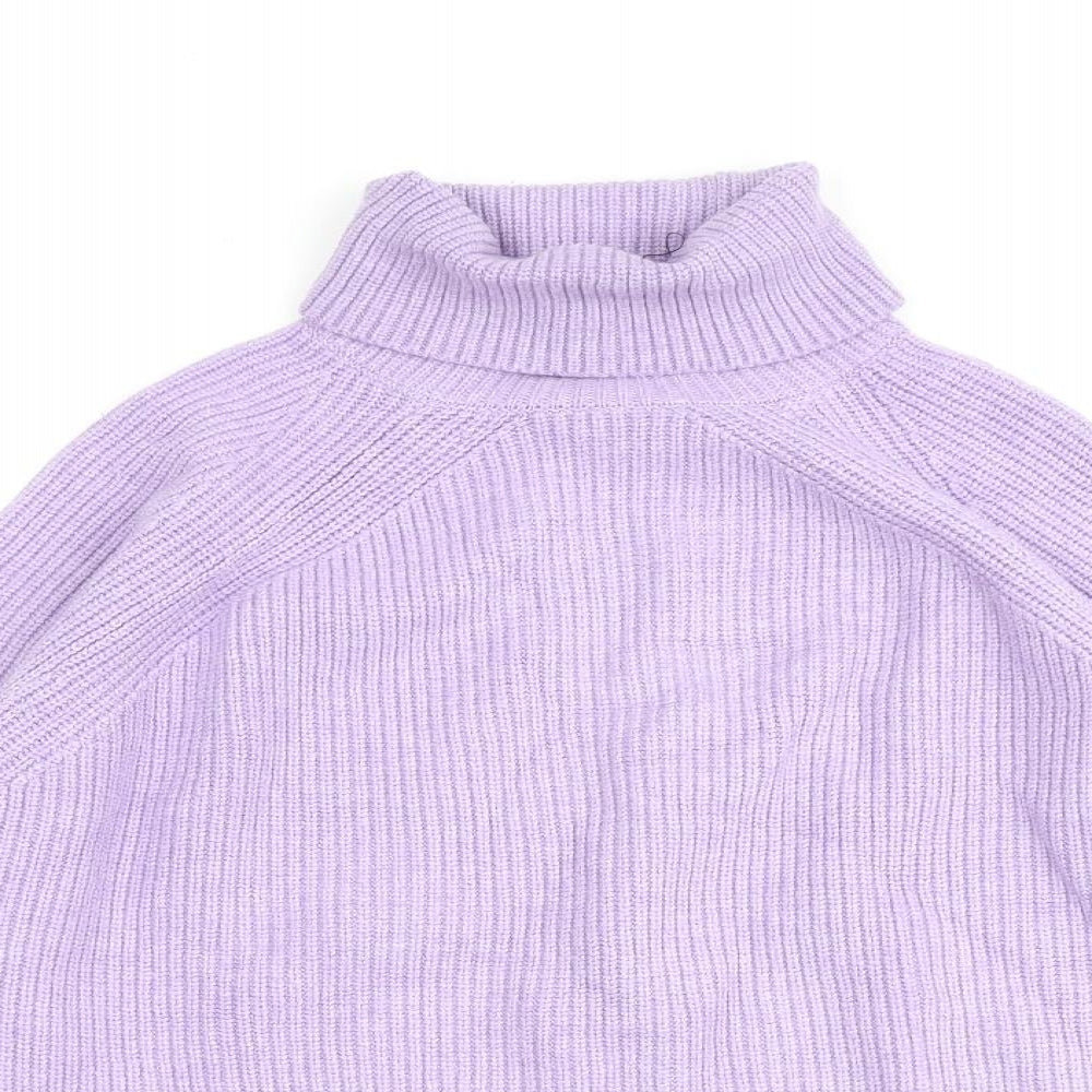 Marks and Spencer Womens Purple Roll Neck Viscose Pullover Jumper Size M