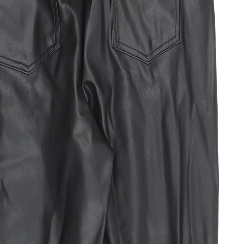 Marks and Spencer Womens Black Polyurethane Trousers Size 18 L26 in Regular Zip