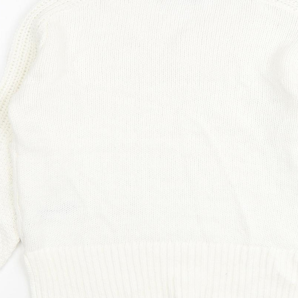 Marks and Spencer Womens White Round Neck Cotton Pullover Jumper Size S