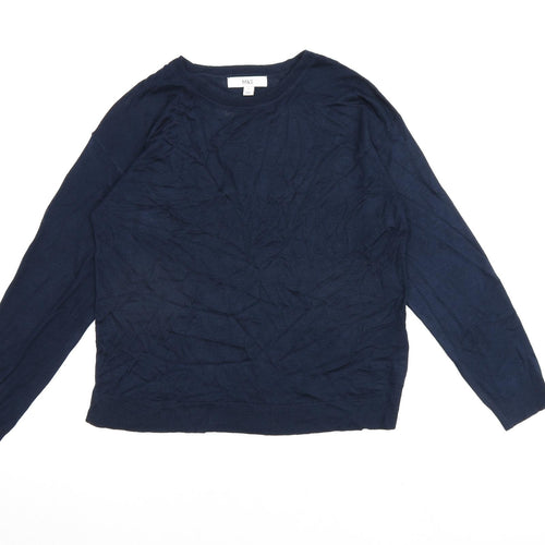 Marks and Spencer Womens Blue Round Neck Acrylic Pullover Jumper Size S