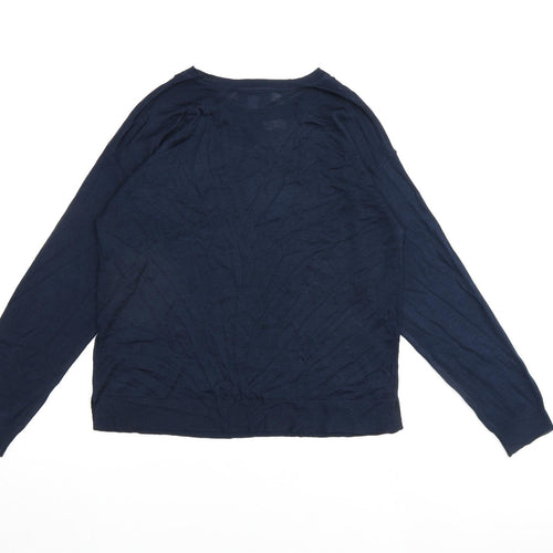Marks and Spencer Womens Blue Round Neck Acrylic Pullover Jumper Size S