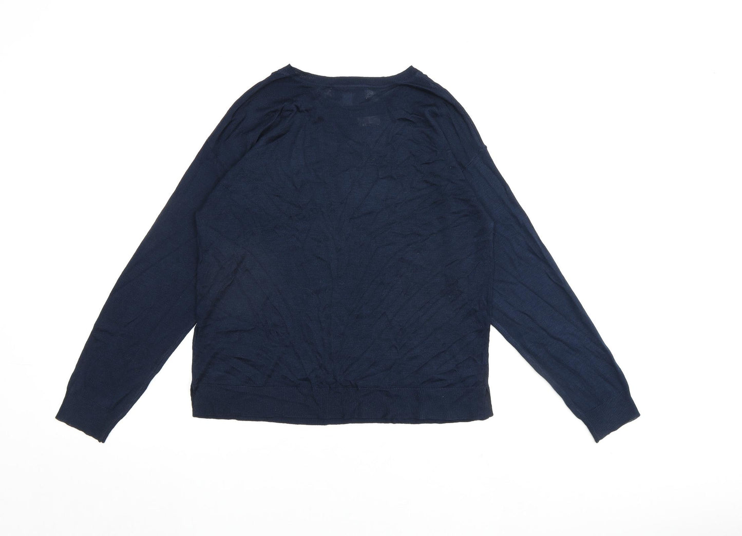 Marks and Spencer Womens Blue Round Neck Acrylic Pullover Jumper Size S