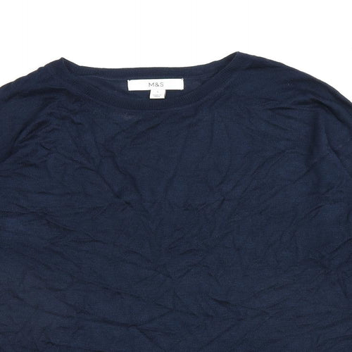 Marks and Spencer Womens Blue Round Neck Acrylic Pullover Jumper Size S