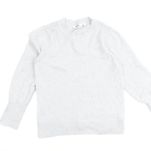 Dorothy Perkins Womens Grey Round Neck Acrylic Pullover Jumper Size 12