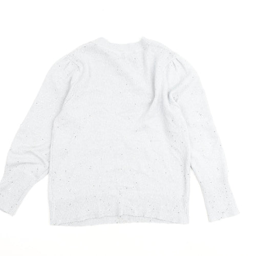 Dorothy Perkins Womens Grey Round Neck Acrylic Pullover Jumper Size 12