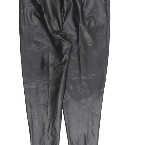 Marks and Spencer Womens Black Polyurethane Trousers Size 14 L27 in Regular