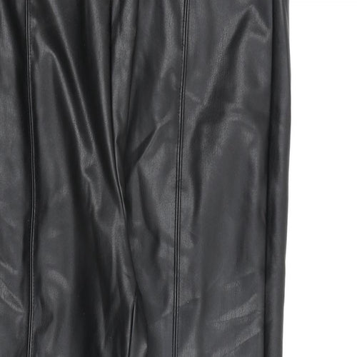 Marks and Spencer Womens Black Polyurethane Trousers Size 14 L27 in Regular