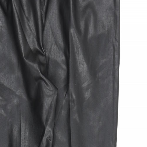 Marks and Spencer Womens Black Polyurethane Trousers Size 14 L27 in Regular