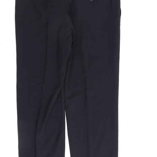 Marks and Spencer Mens Blue Polyester Trousers Size 32 in L29 in Regular Zip