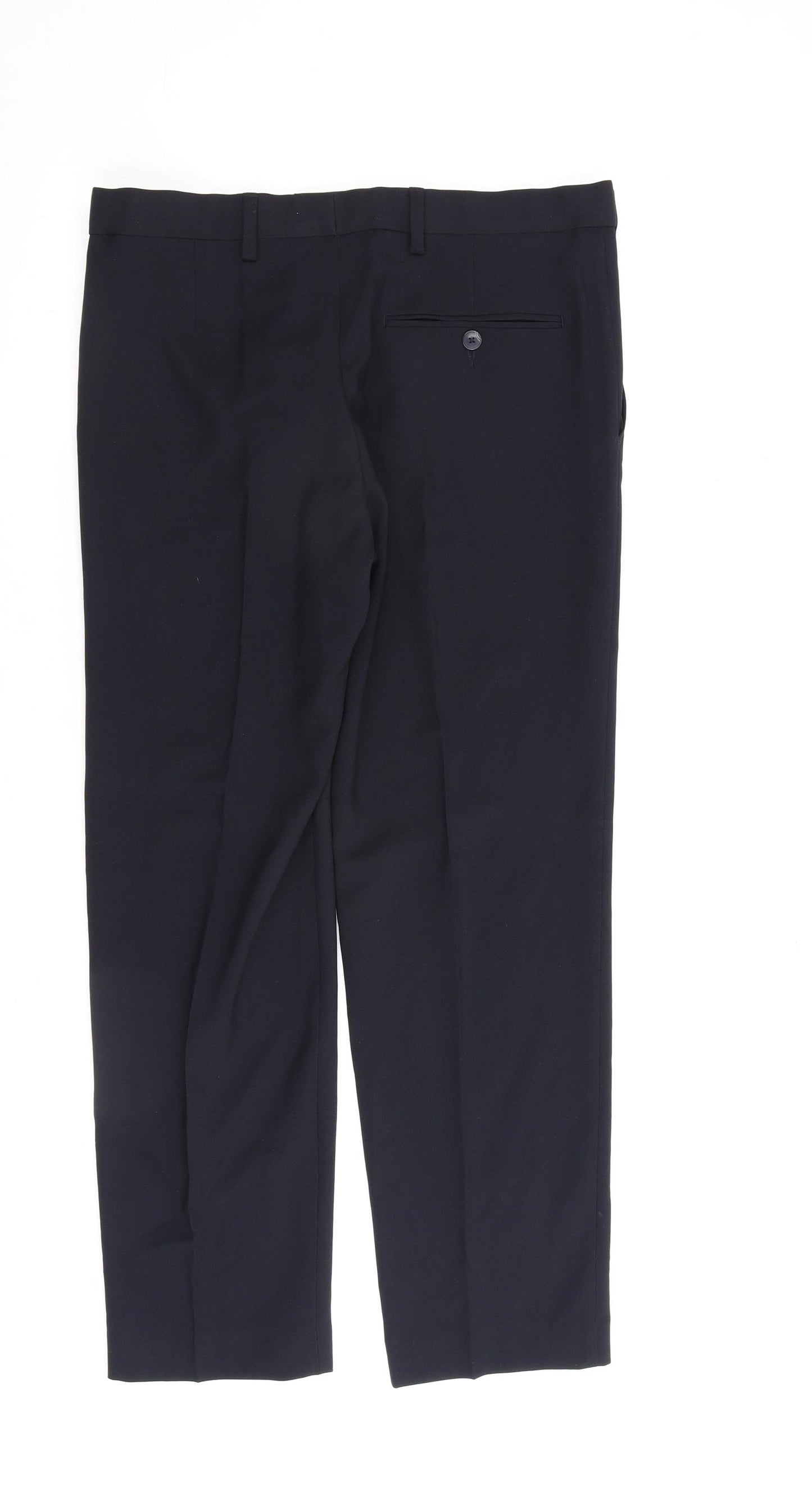 Marks and Spencer Mens Blue Polyester Trousers Size 32 in L29 in Regular Zip