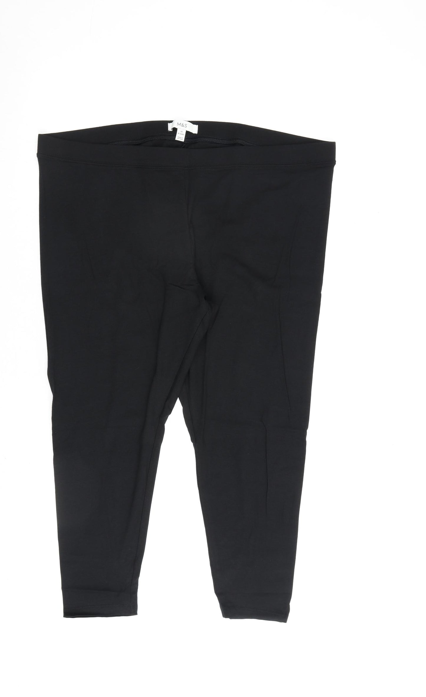 Marks and Spencer Womens Black Cotton Capri Leggings Size 20 L23 in