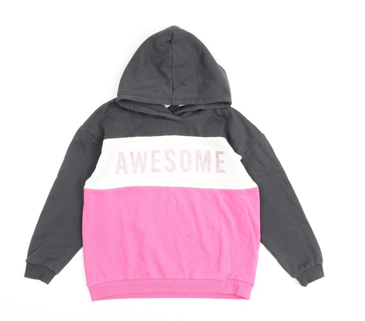 H&M Girls Multicoloured Cotton Pullover Hoodie Size 9-10 Years Pullover