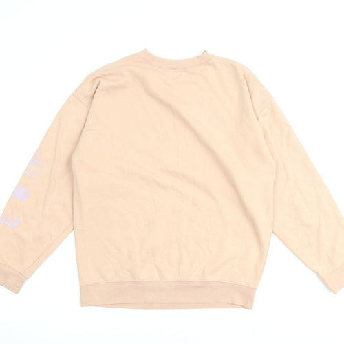 Boohoo Womens Pink Cotton Pullover Sweatshirt Size XS Snap