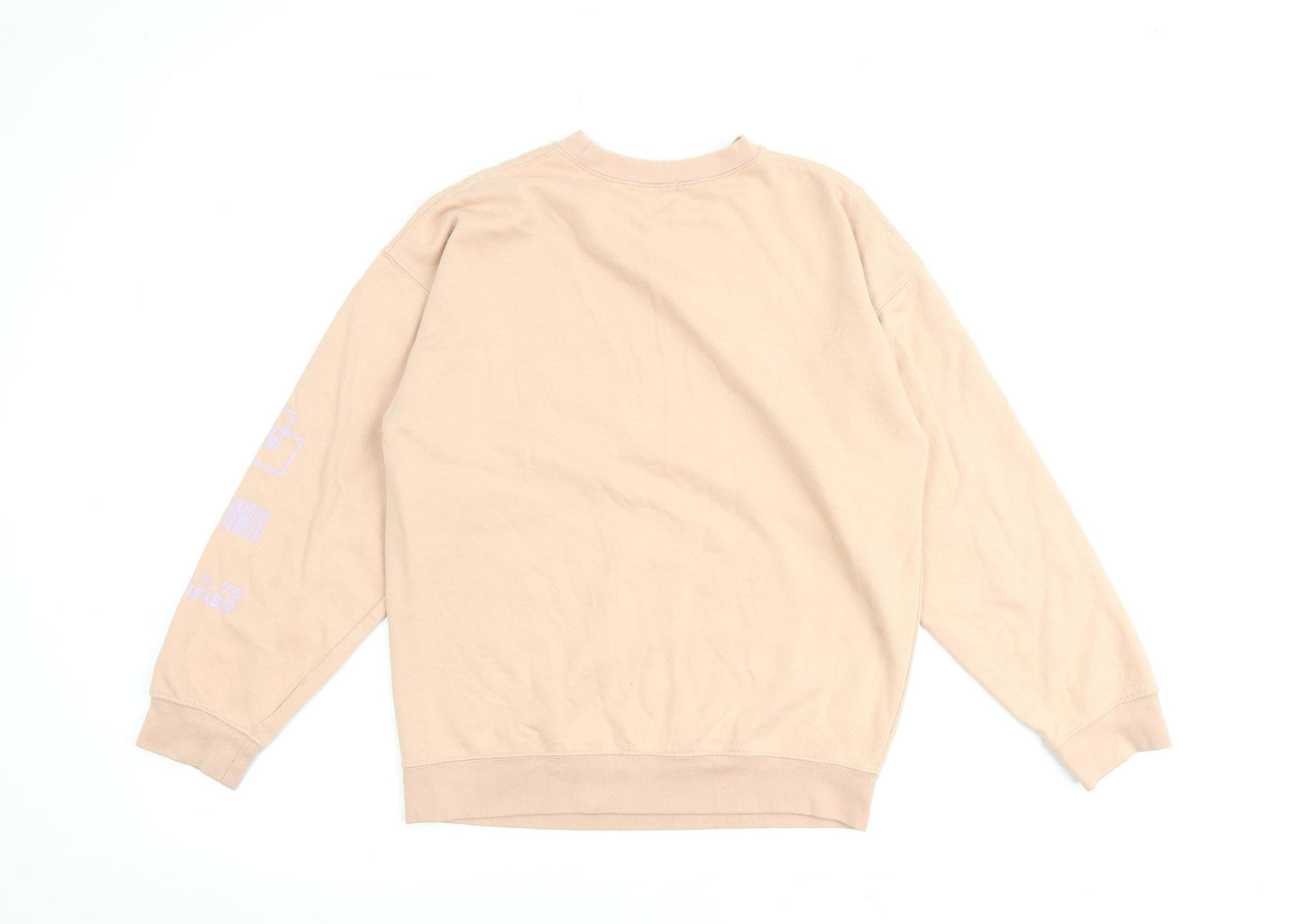 Boohoo Womens Pink Cotton Pullover Sweatshirt Size XS Snap