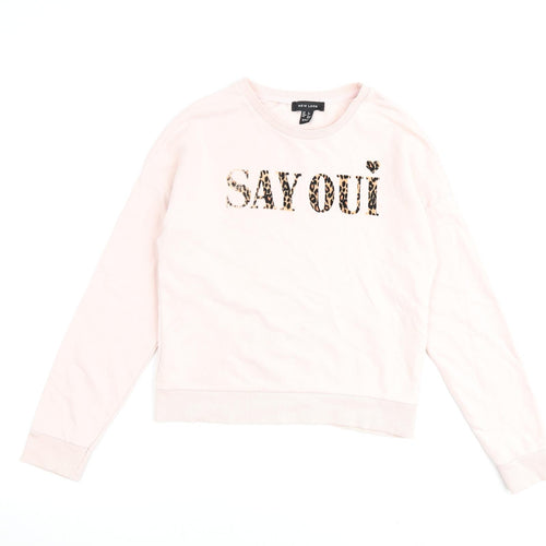 New Look Womens Pink Cotton Pullover Sweatshirt Size 6 Pullover