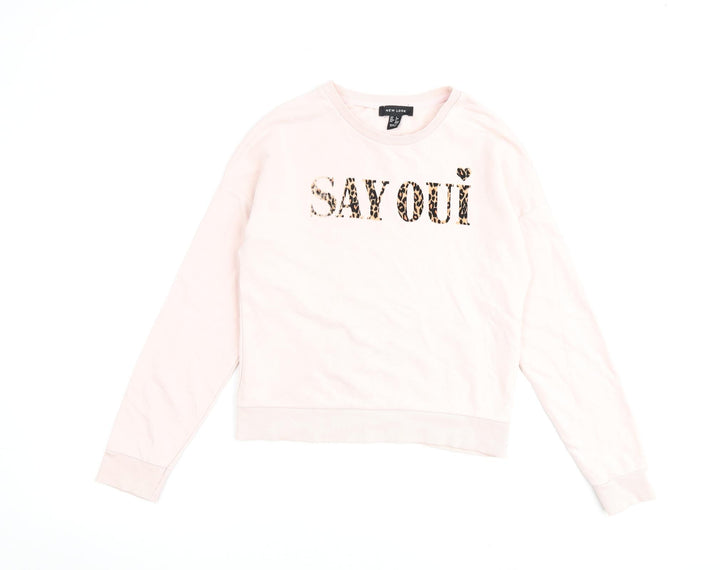 New Look Womens Pink Cotton Pullover Sweatshirt Size 6 Pullover