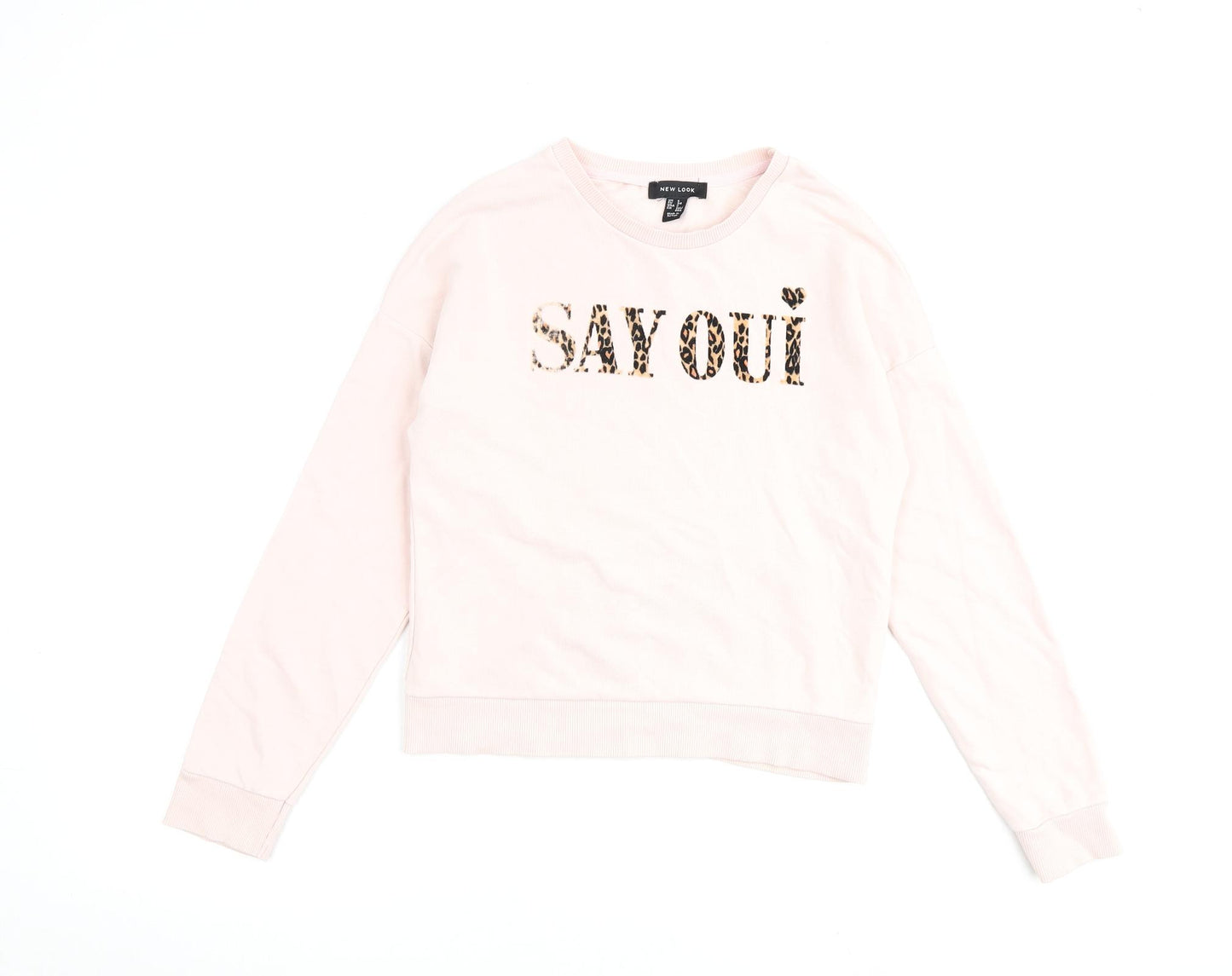 New Look Womens Pink Cotton Pullover Sweatshirt Size 6 Pullover
