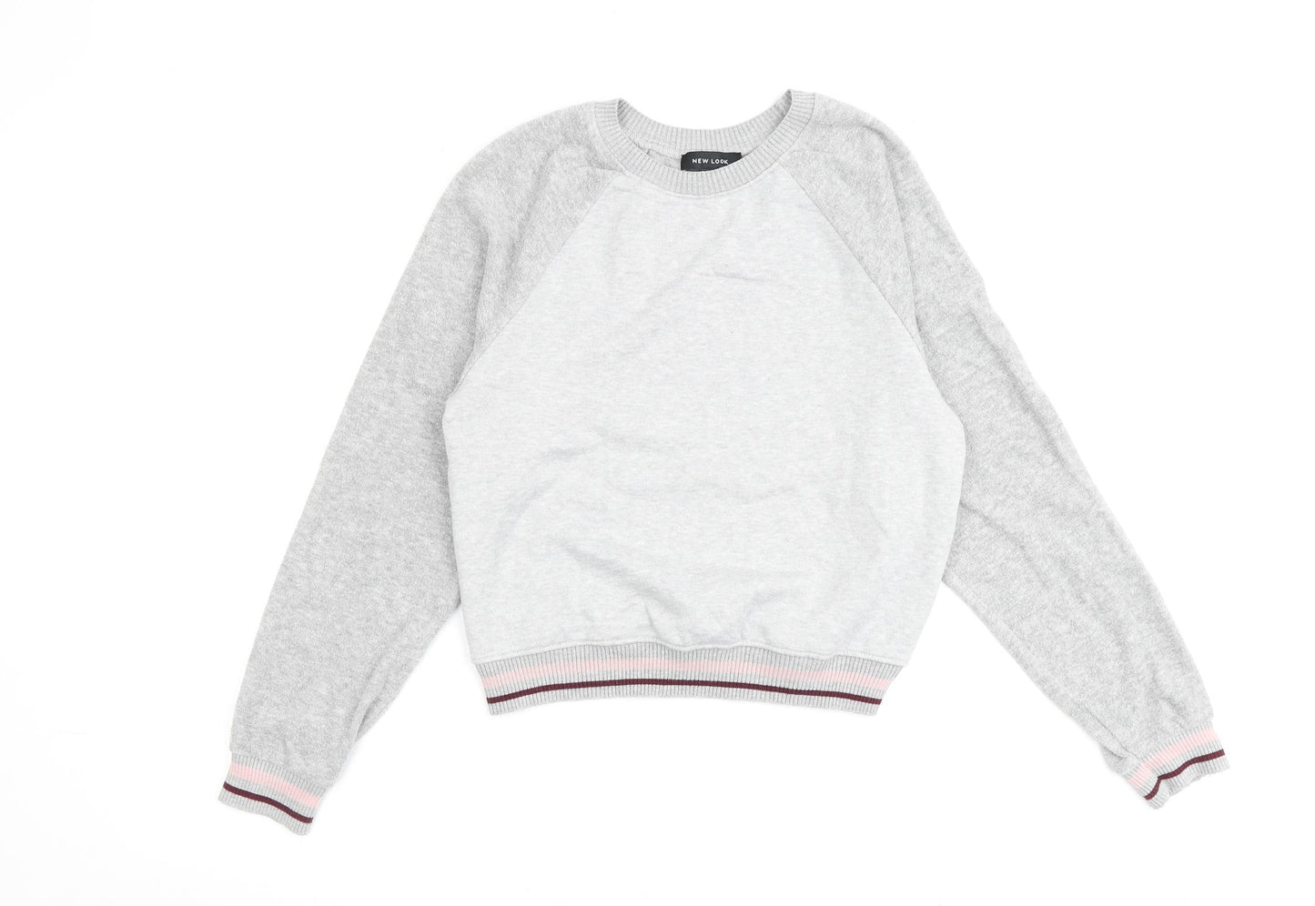 New Look Womens Grey Cotton Pullover Sweatshirt Size 6 Pullover