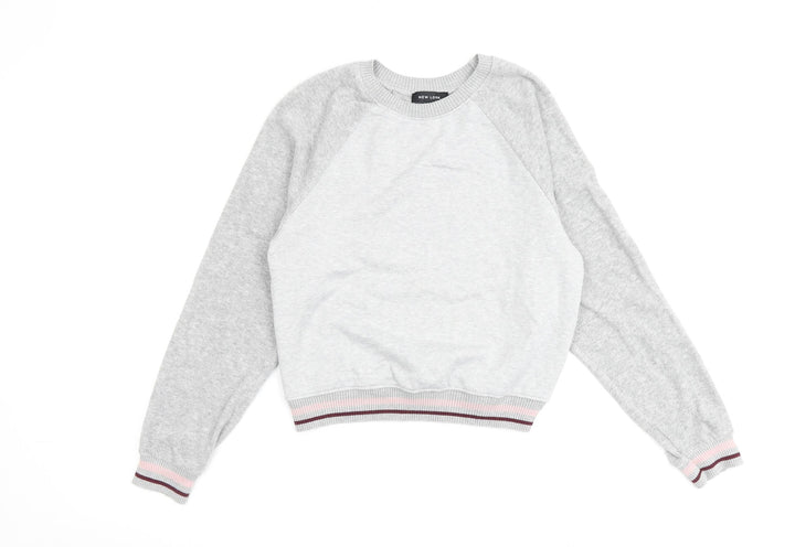 New Look Womens Grey Cotton Pullover Sweatshirt Size 6 Pullover
