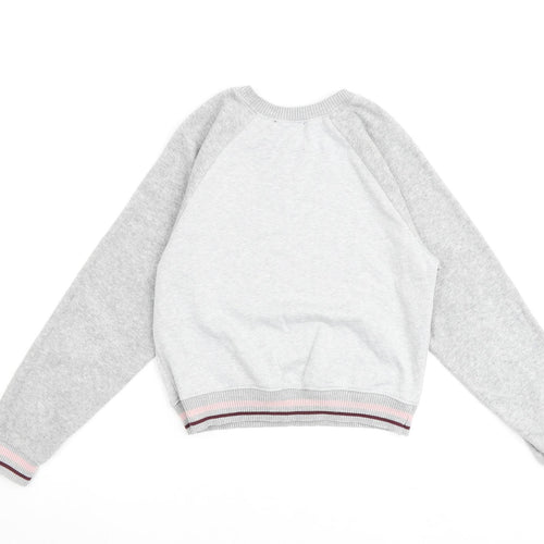 New Look Womens Grey Cotton Pullover Sweatshirt Size 6 Pullover