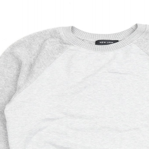New Look Womens Grey Cotton Pullover Sweatshirt Size 6 Pullover