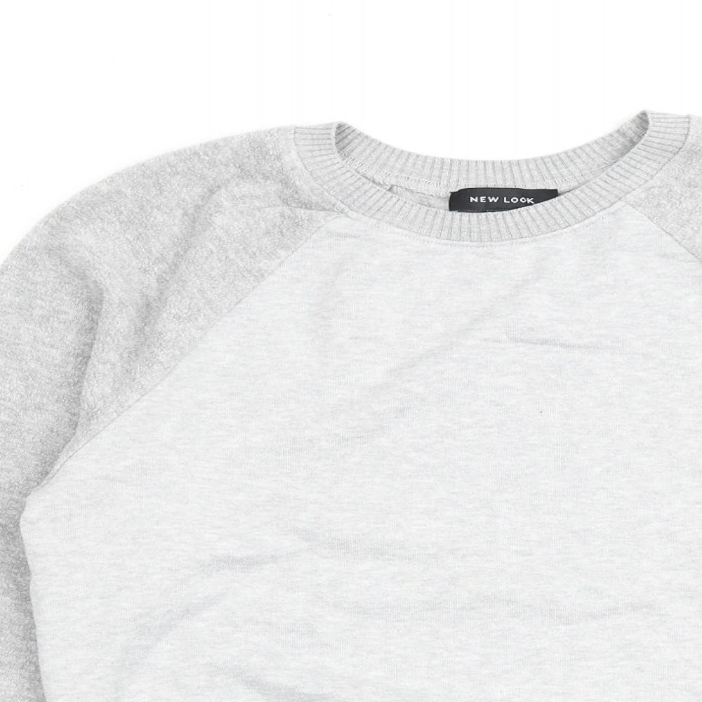 New Look Womens Grey Cotton Pullover Sweatshirt Size 6 Pullover