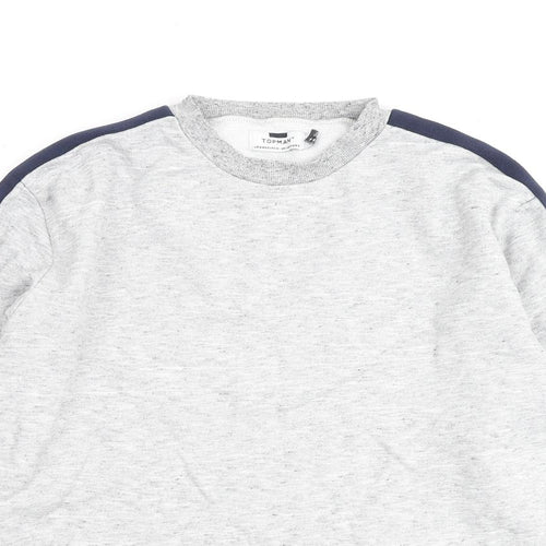 Topman Mens Grey Cotton Pullover Sweatshirt Size XS - 2xs