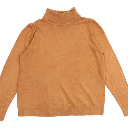 Marks and Spencer Womens Brown Roll Neck Acrylic Pullover Jumper Size 18