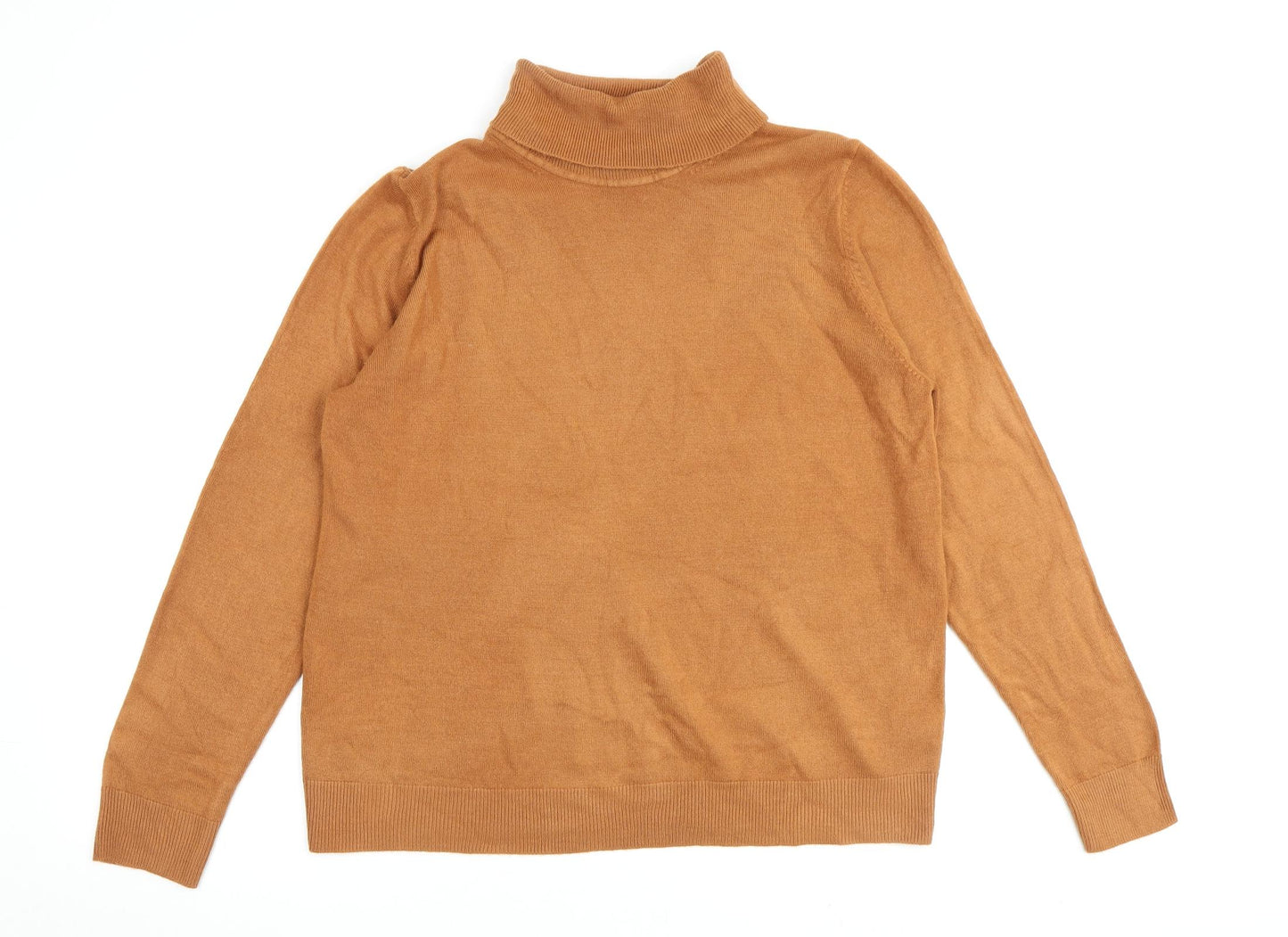 Marks and Spencer Womens Brown Roll Neck Acrylic Pullover Jumper Size 18