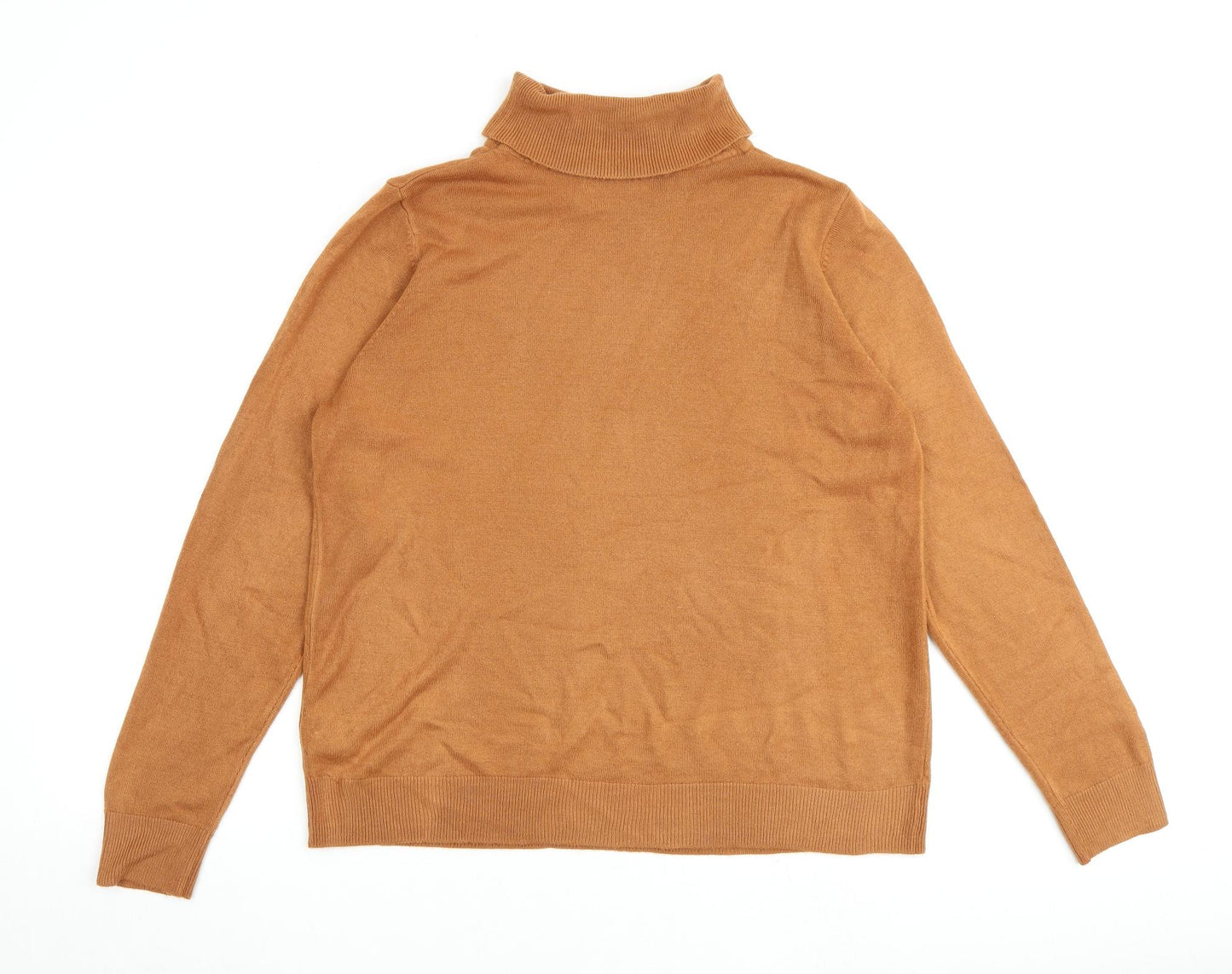 Marks and Spencer Womens Brown Roll Neck Acrylic Pullover Jumper Size 18
