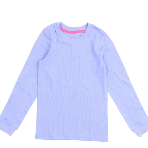 Marks and Spencer Girls Purple Cotton Basic T-Shirt Size 7-8 Years Round Neck Pullover