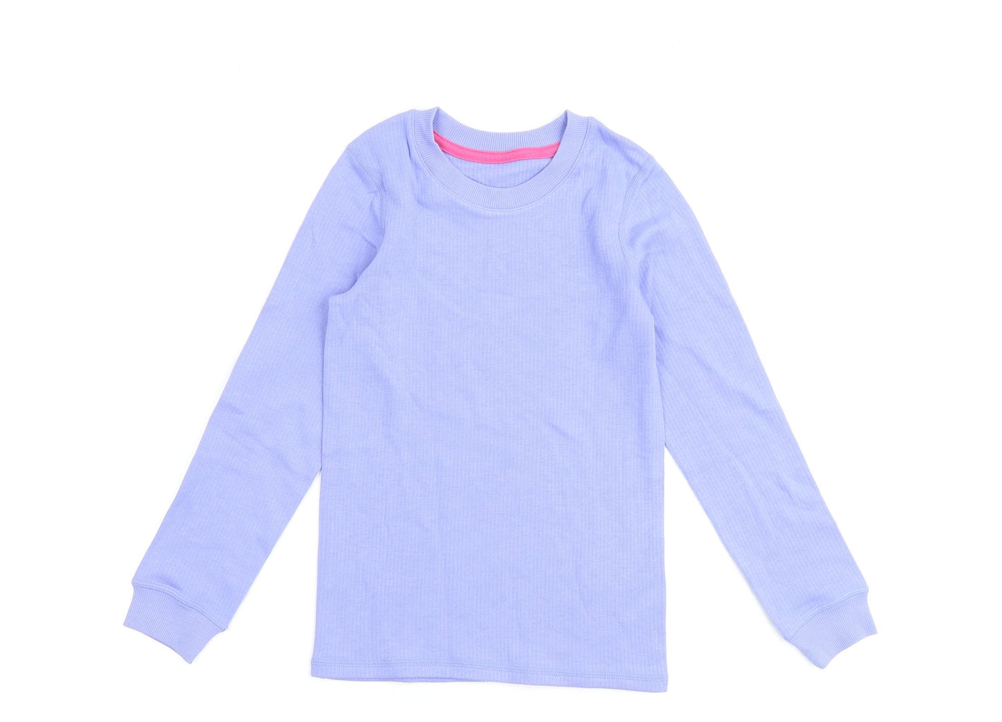 Marks and Spencer Girls Purple Cotton Basic T-Shirt Size 7-8 Years Round Neck Pullover