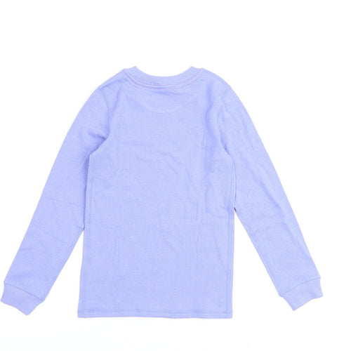 Marks and Spencer Girls Purple Cotton Basic T-Shirt Size 7-8 Years Round Neck Pullover