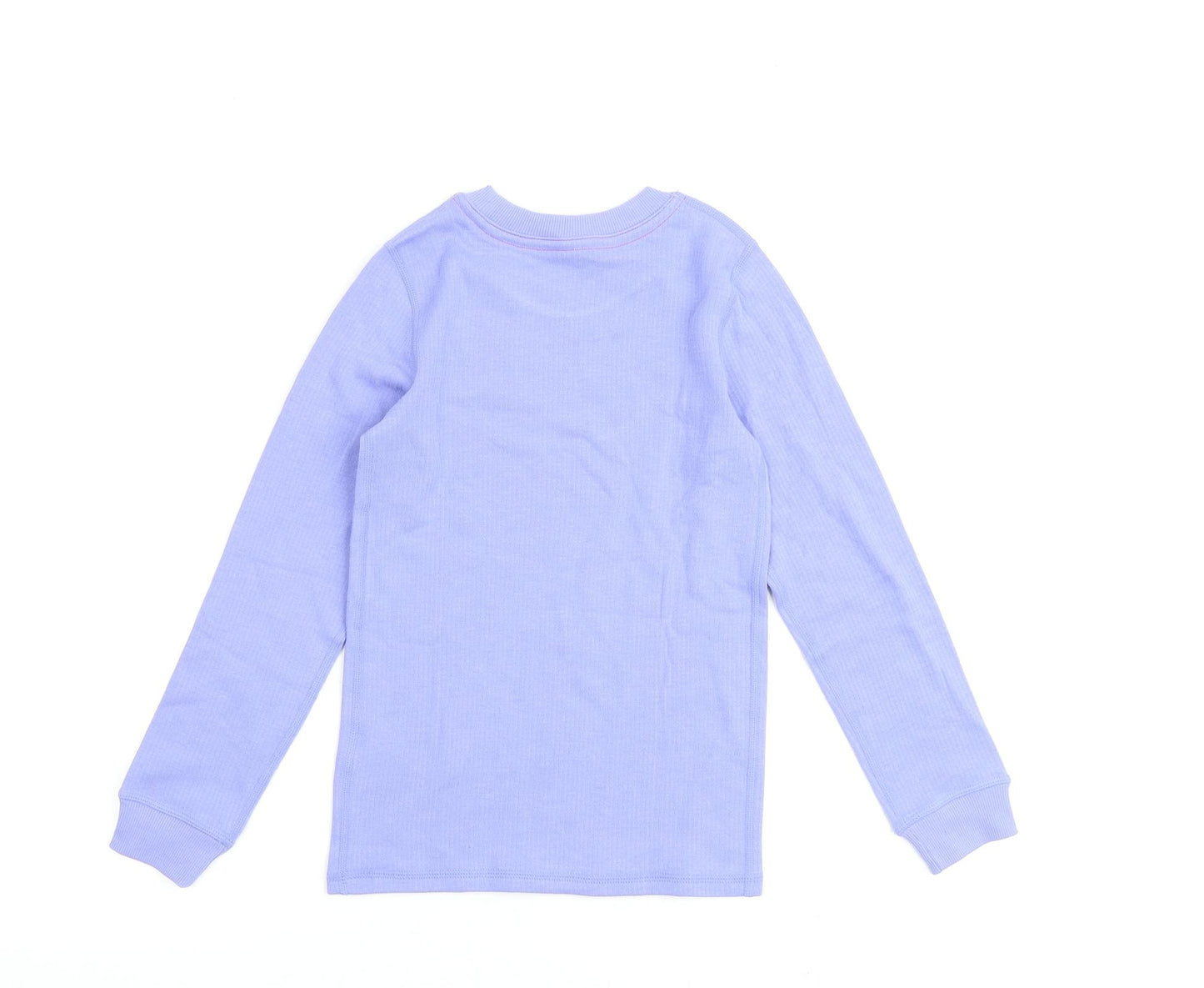Marks and Spencer Girls Purple Cotton Basic T-Shirt Size 7-8 Years Round Neck Pullover