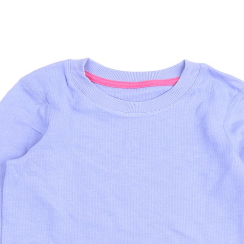 Marks and Spencer Girls Purple Cotton Basic T-Shirt Size 7-8 Years Round Neck Pullover