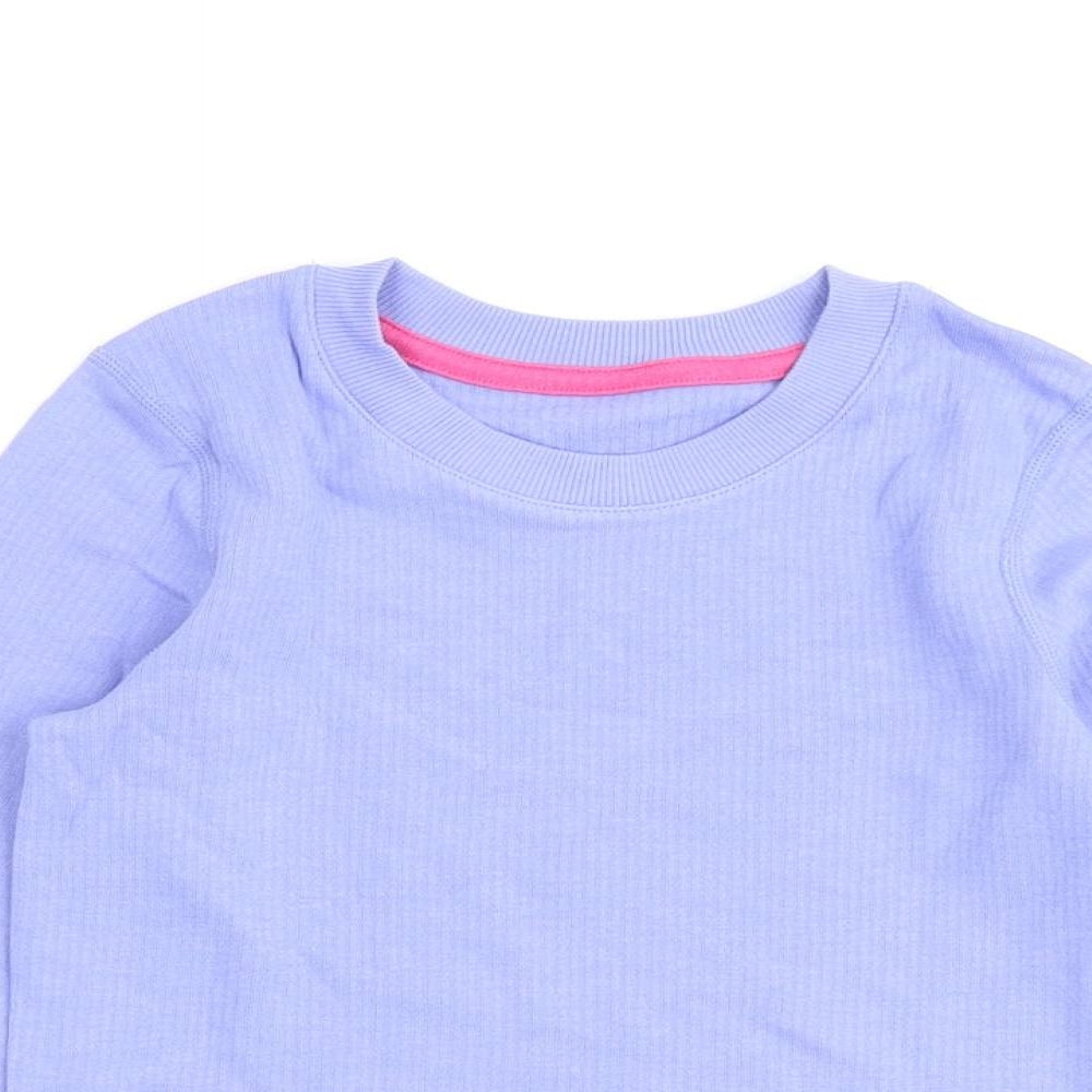 Marks and Spencer Girls Purple Cotton Basic T-Shirt Size 7-8 Years Round Neck Pullover