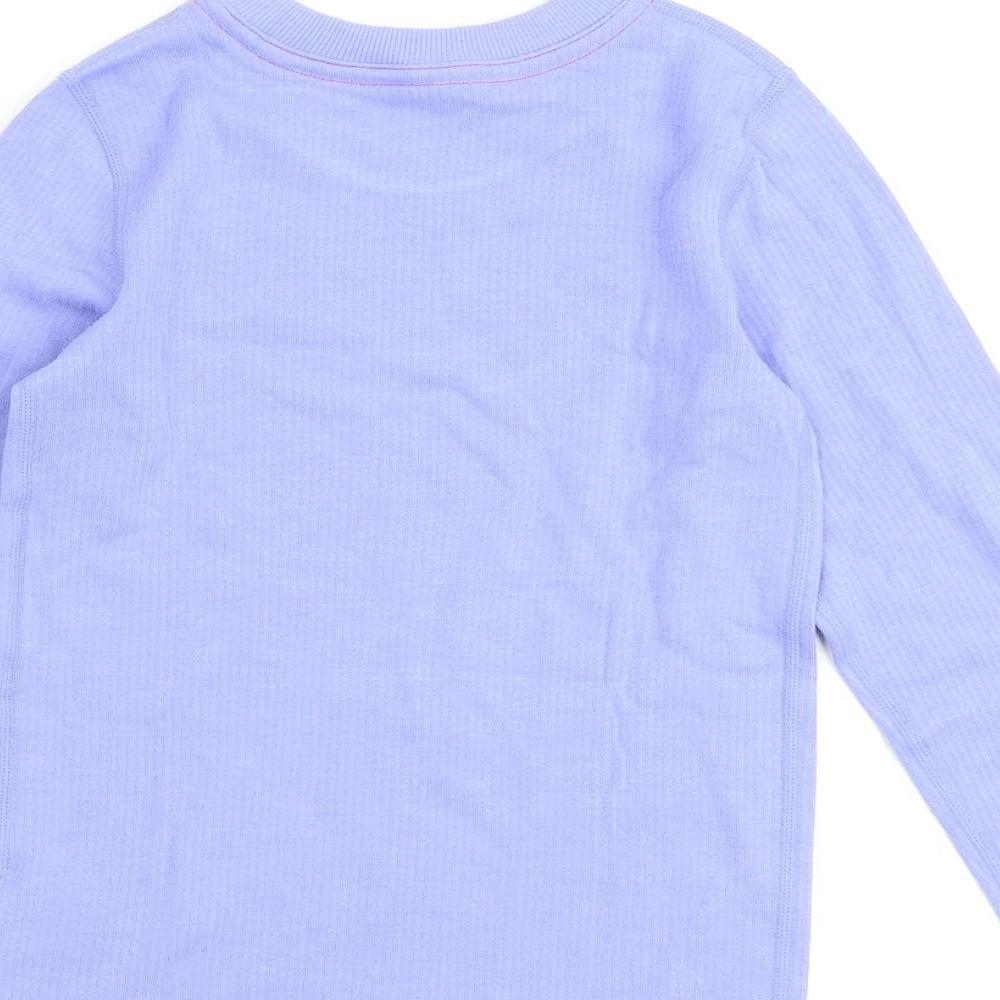 Marks and Spencer Girls Purple Cotton Basic T-Shirt Size 7-8 Years Round Neck Pullover