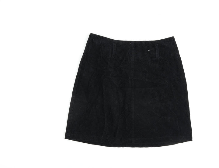 Denim & Co. Womens Black Cotton A-Line Skirt Size 8 Zip