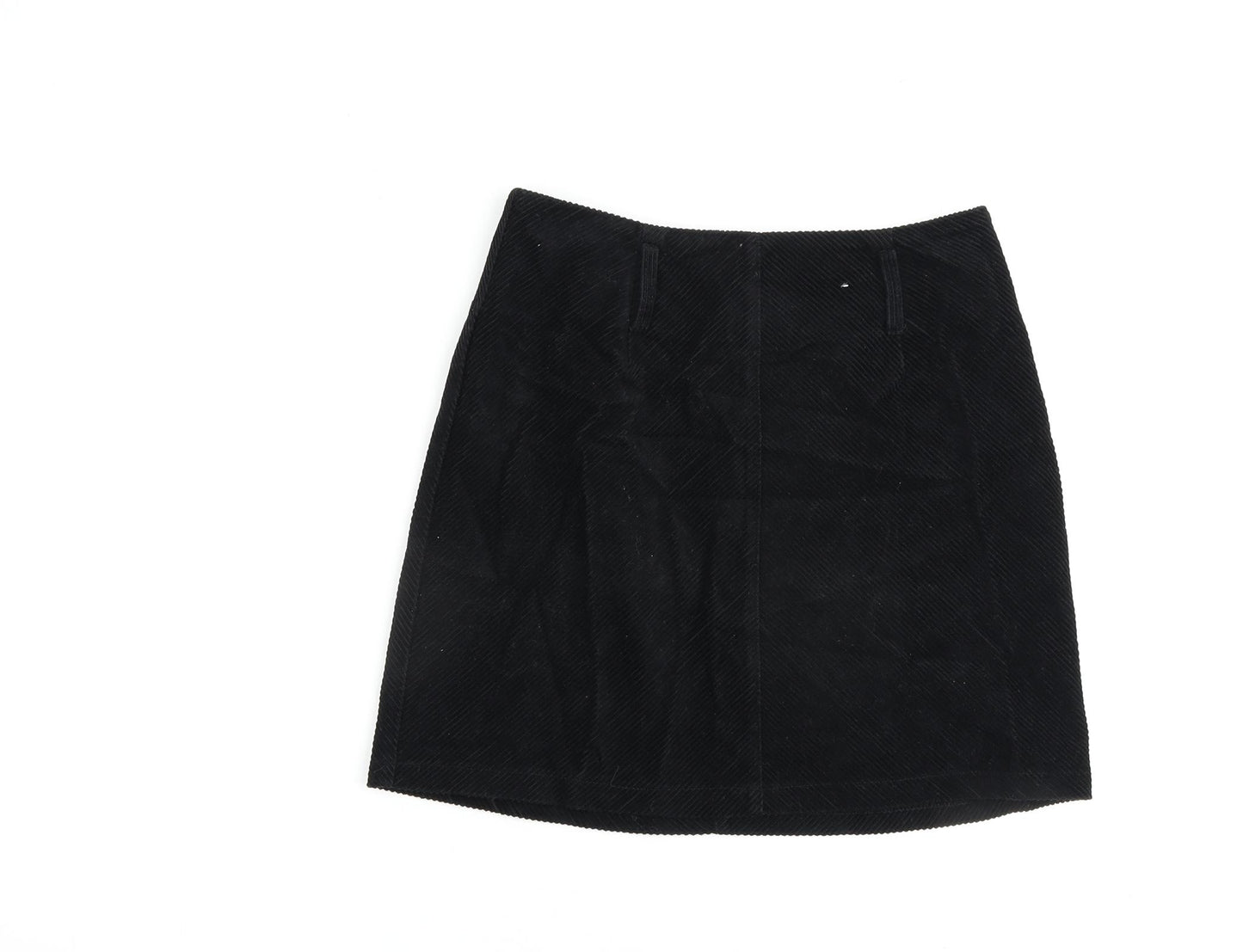 Denim & Co. Womens Black Cotton A-Line Skirt Size 8 Zip