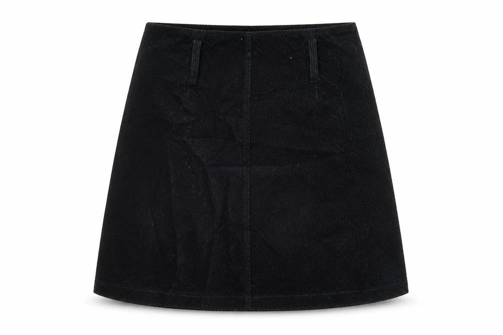 Denim & Co. Womens Black Cotton A-Line Skirt Size 8 Zip
