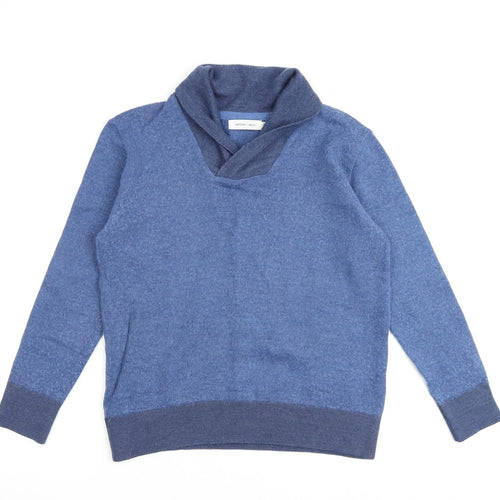 Arturo Calle Womens Blue V-Neck Acrylic Henley Jumper Size S