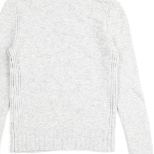 Point Sur Womens Grey Round Neck Acrylic Pullover Jumper Size S