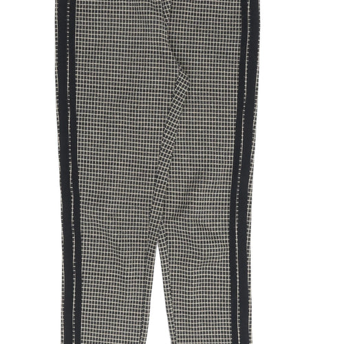 Stradivarius Womens Brown Check Polyester Trousers Size 8 L28 in Regular