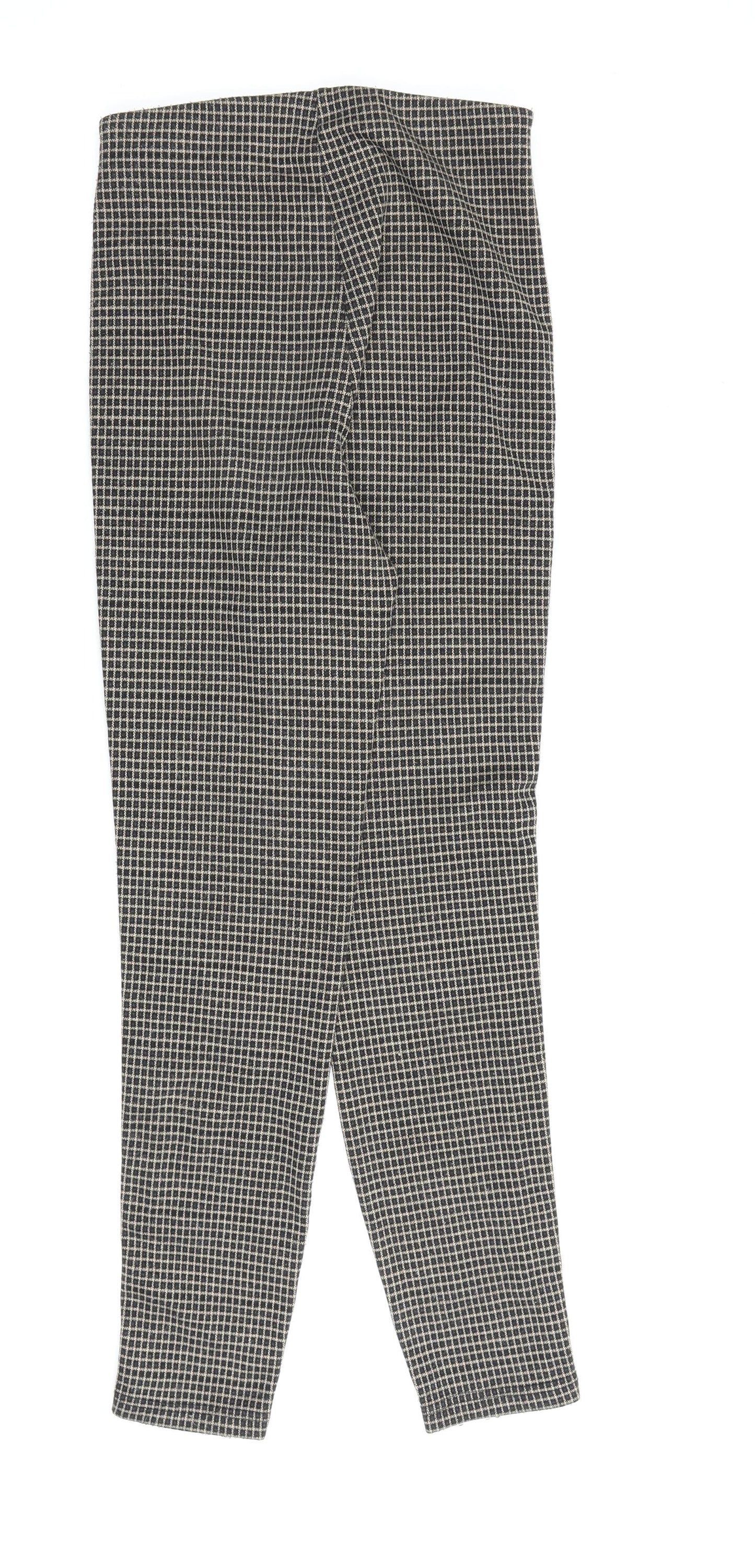 Stradivarius Womens Brown Check Polyester Trousers Size 8 L28 in Regular