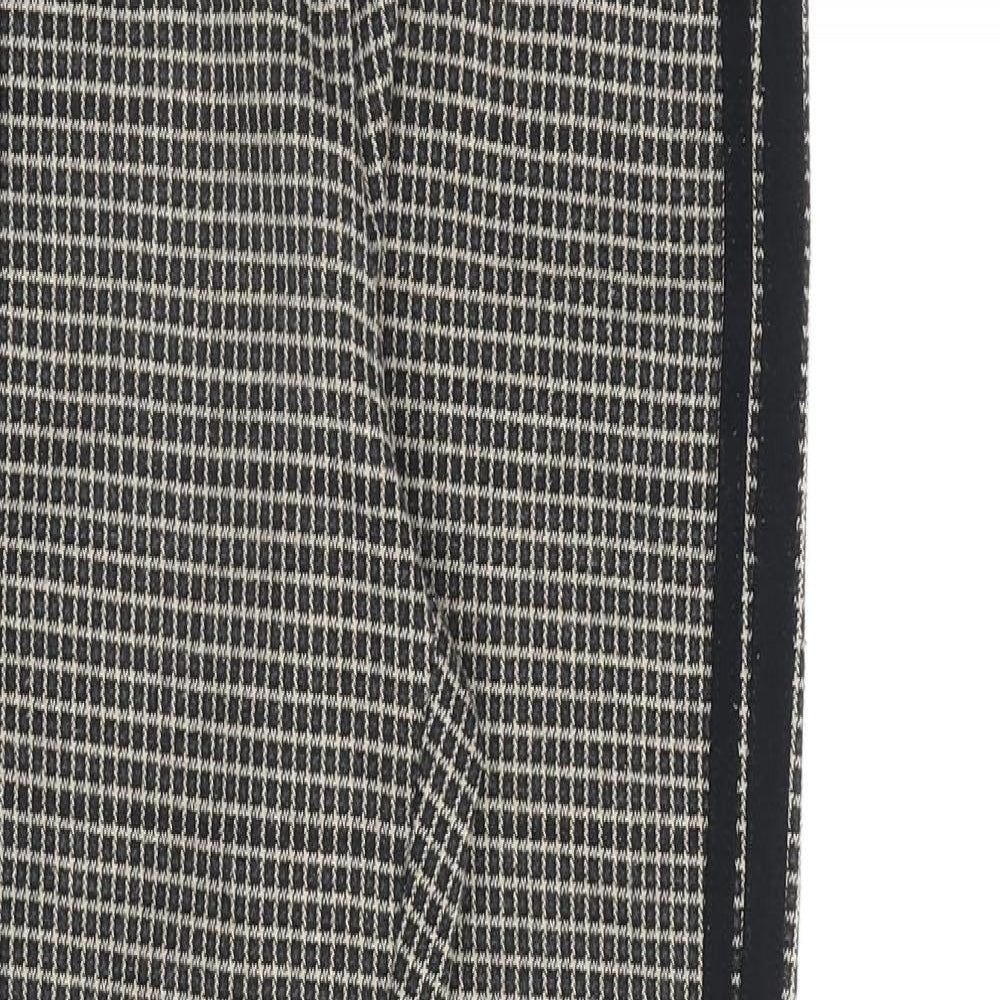 Stradivarius Womens Brown Check Polyester Trousers Size 8 L28 in Regular