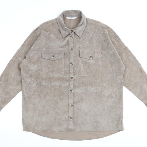 Stradivarius Womens Brown Cotton Basic Button-Up Size S Collared