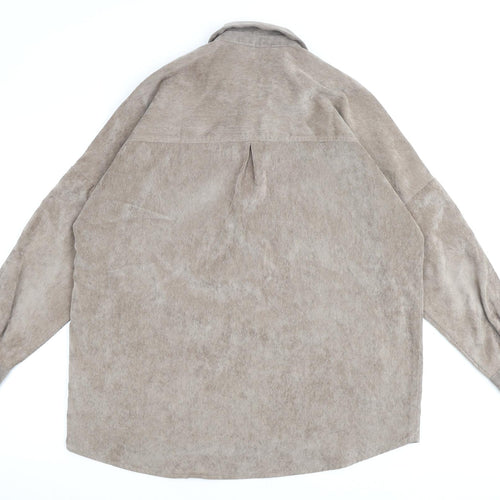 Stradivarius Womens Brown Cotton Basic Button-Up Size S Collared