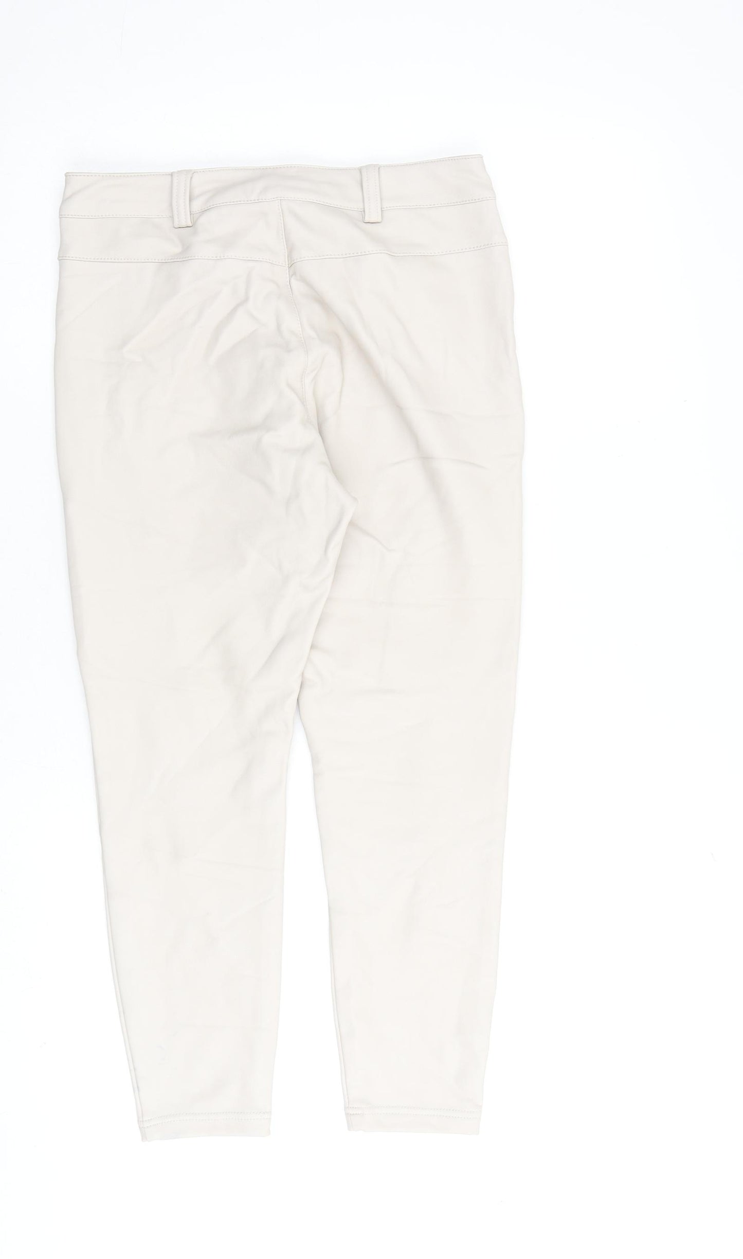 Topshop Womens Beige Polyurethane Trousers Size 10 L24 in Regular Zip